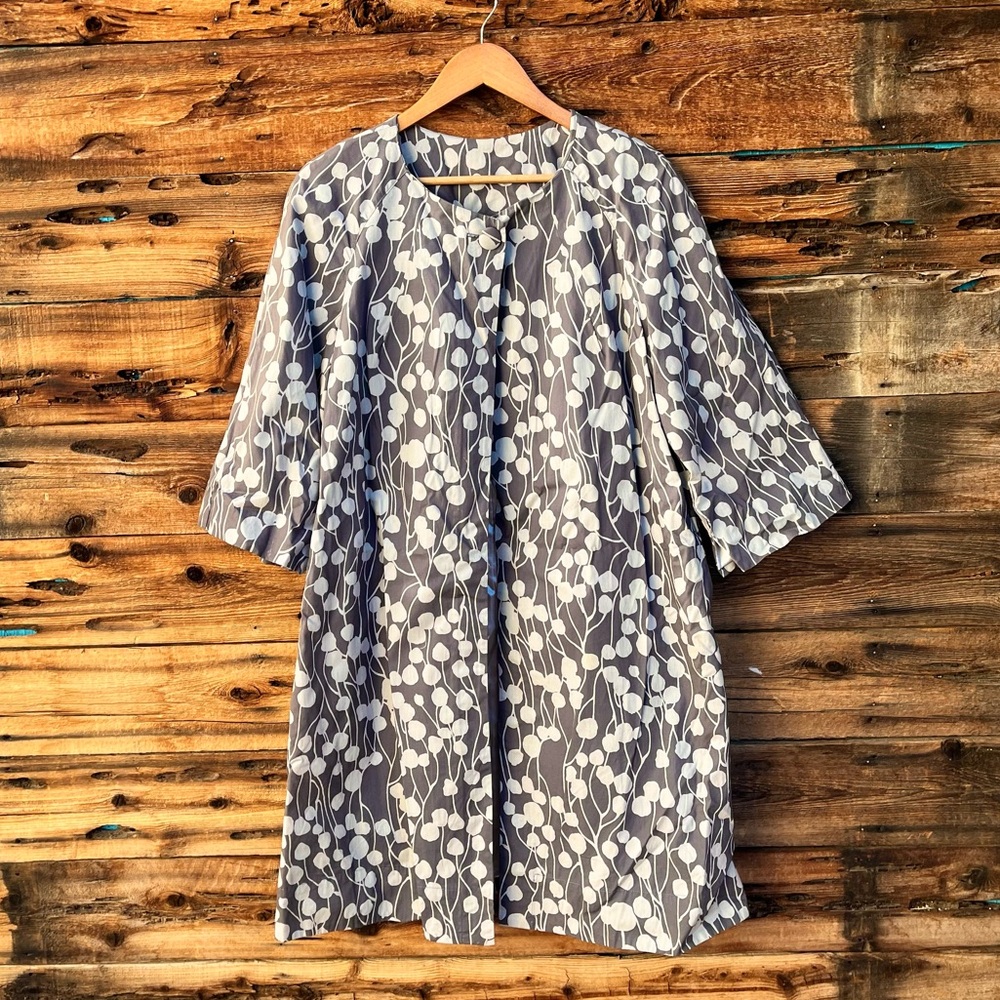 ELECTRA LANG | Gray and White Floral Patterned Dress Jacket